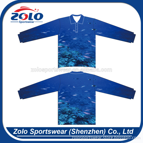 Make Your Own Fully Dye Sublimated Dry Fit Long Sleeve Collared Fishing Shirts